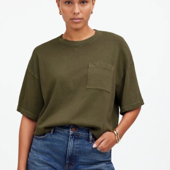 Madewell Garment-Dyed Oversized Pocket Tee XS - Picture 1 of 5